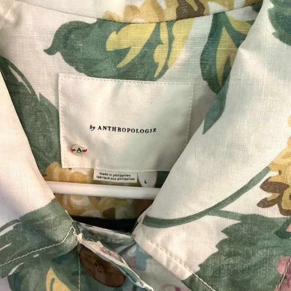 Anthropologie Mellie‎ Hydrangea Floral Raincoat Linen Trench Jacket Soft Girl - Picture 9 of 12